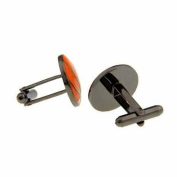 Orange Gunmetal Basketball Cufflinks Court 3 Point - Picture 3 of 4
